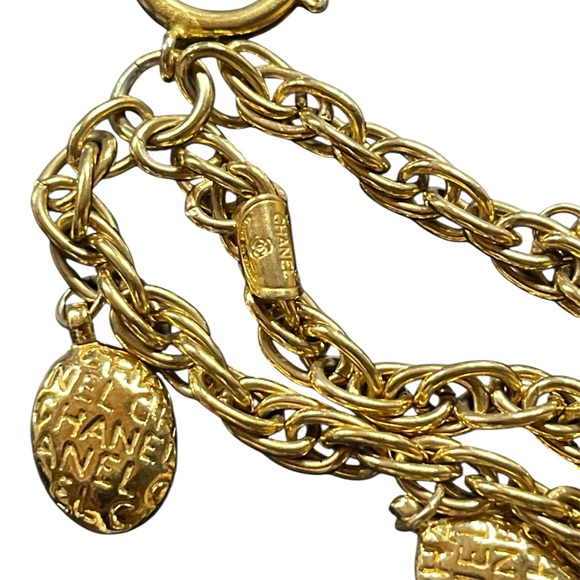 CHANEL Bracelet Bangle AUTH Coco chain Logo Vintage Rare GOLD CC Medal GP F/S - Picture 1 of 9